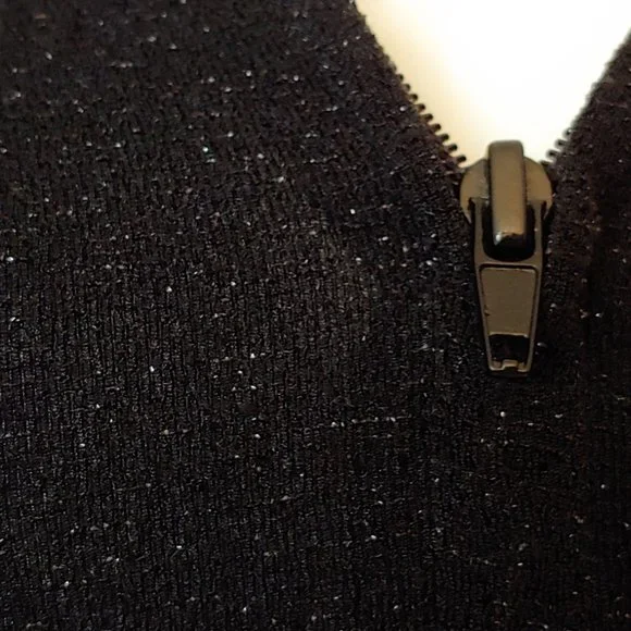 Black and gold fleck zip sweater hoodie with boa trimmed hood - Picture 5 of 11